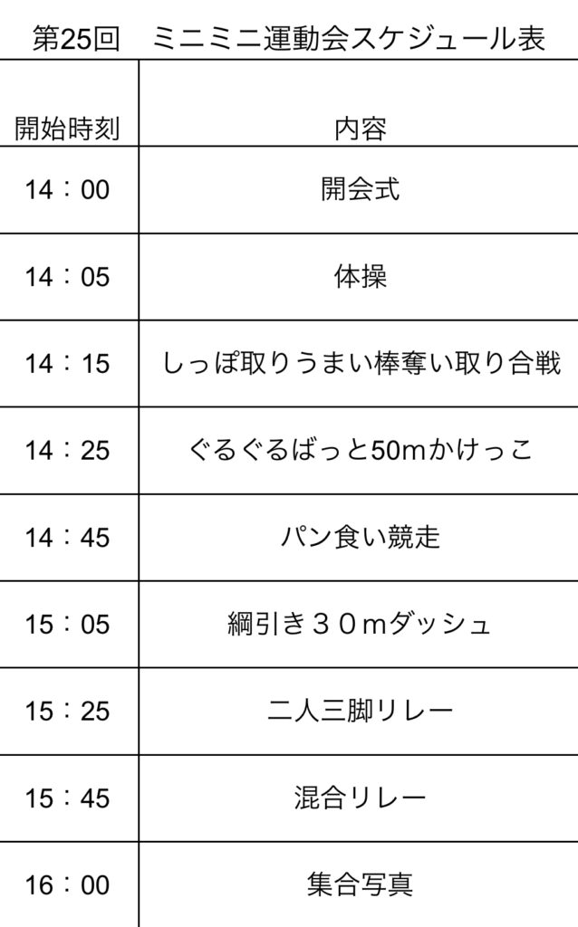 第２５回スポジョブイベント スケジュール表