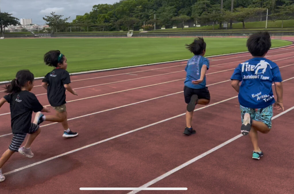 西原陸上競技場かけっこ教室大会前日練習